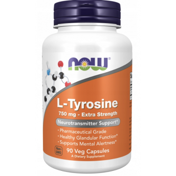 L-Tyrosine 750mg  (L-Tyrozyna) 90 kapsułek wegańskich NOW