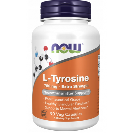 L-Tyrosine 750mg  (L-Tyrozyna) 90 kapsułek wegańskich NOW