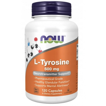 L-Tyrosine 500mg  (L-Tyrozyna) 120 kapsułek wegańskich NOW