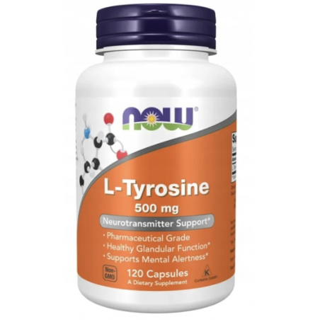 L-Tyrosine 500mg  (L-Tyrozyna) 120 kapsułek wegańskich NOW