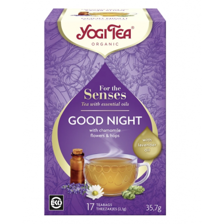 Herbata DLA ZMYSŁÓW NA DOBRANOC Z OLEJKIEM LAWENDOWYMBIO 17sztuk Yogi Tea
