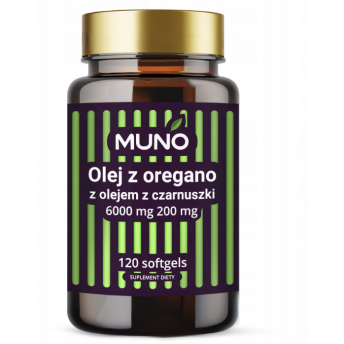 Olej z oregano 6000mg z olejem z czarnuszki 200mg MUNO 120 kapsułek