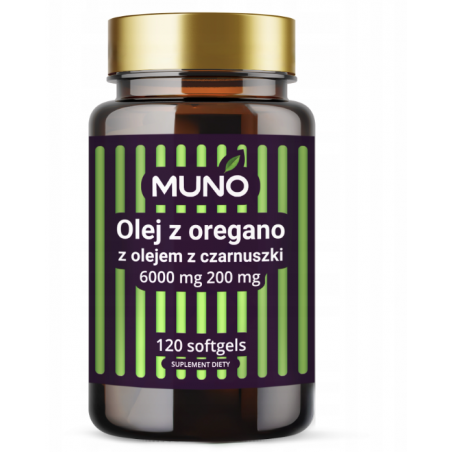 Olej z oregano 6000mg z olejem z czarnuszki 200mg MUNO 120 kapsułek