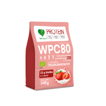 Białko serwatkowe WPC 80 truskawka BIO BeOrganic 345g