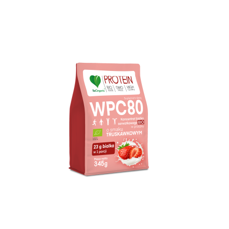 Białko serwatkowe WPC 80 truskawka BIO BeOrganic 345g