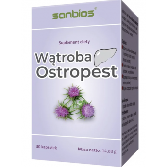 Wątroba Ostropest– ostropest, mniszek lekarski i kurkuma 30 sztuk SANBIOS