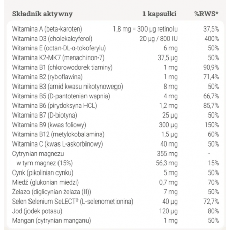 MULTIWITAMINA dla nastolatków 90 kapsułek Yango - 3